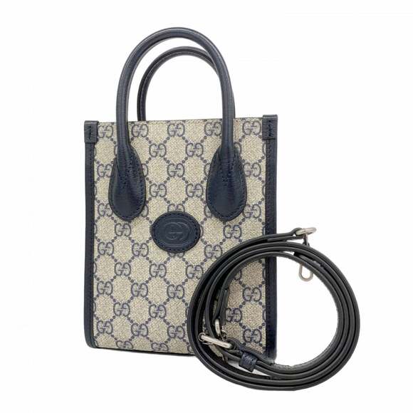 GUCCI Handbags - Gucci GG Supreme Handbag 671623 Navy 2-Way Bag for Women